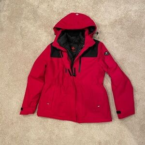 Women's Red Ski Jacket with detachable down vest